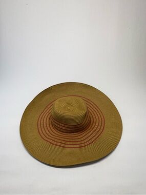 J. Crew Wide Brim Straw Hat with Rust Accent